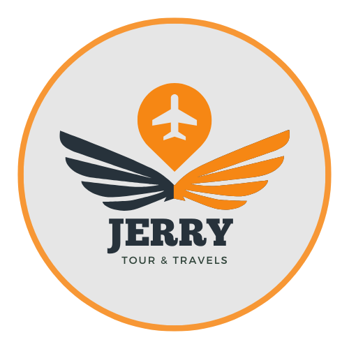 Jerry Tour & Travels official logo featuring sleek design elements symbolizing global travel and adventure.