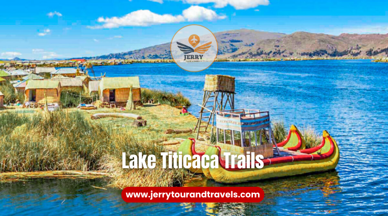 Hiking in Bolivia along Lake Titicaca trails, featuring stunning views of the lake, Andean villages, and ancient ruins.