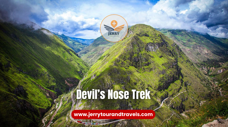 Hikers on the Devil’s Nose Trek in Ecuador, navigating the historic and challenging train route with breathtaking views of the Andes.