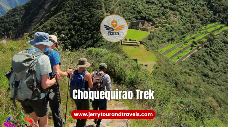 The awe-inspiring Choquequirao Trek in Peru, with ancient ruins perched amidst lush green mountains, a hidden treasure for hiking in Peru.